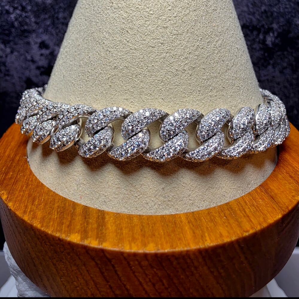 8.49 CTW VVS D Moissanite Miami Cuban Bracelet 925 Sterling Silver 10mm 8.5"